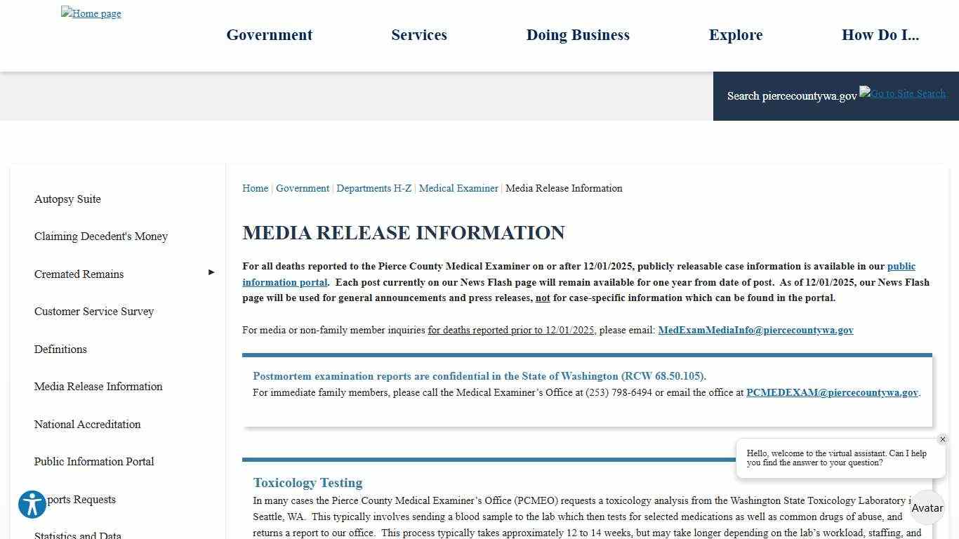 Media Release Information Pierce County, WA - Official Website