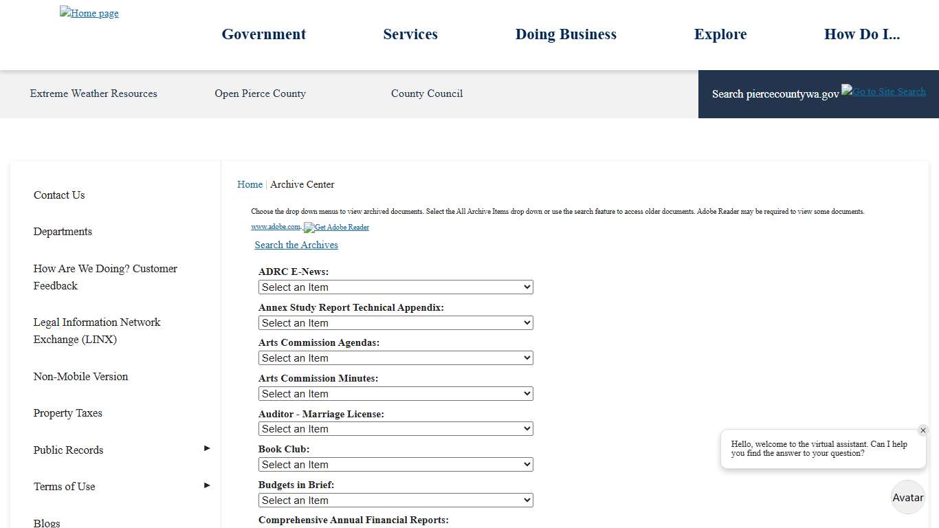Archive Center • Pierce County, WA • CivicEngage