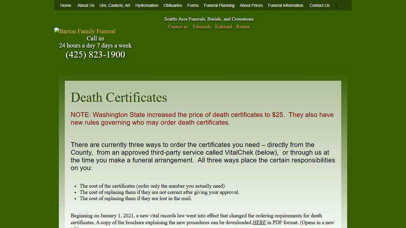 Death Certificates Barton Family Funeral Service Barton Family Funeral Service