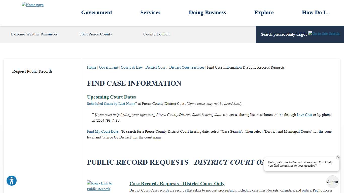 Find Case Information Pierce County, WA - Official Website