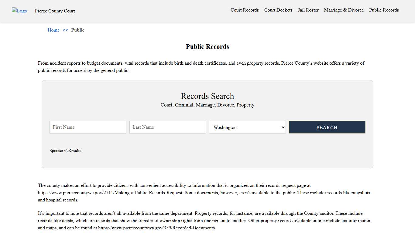 Public Records Pierce County Court