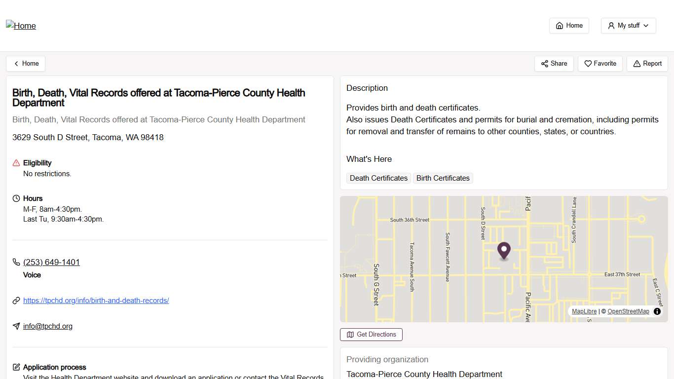 Birth, Death, Vital Records offered at Tacoma-Pierce County Health Department